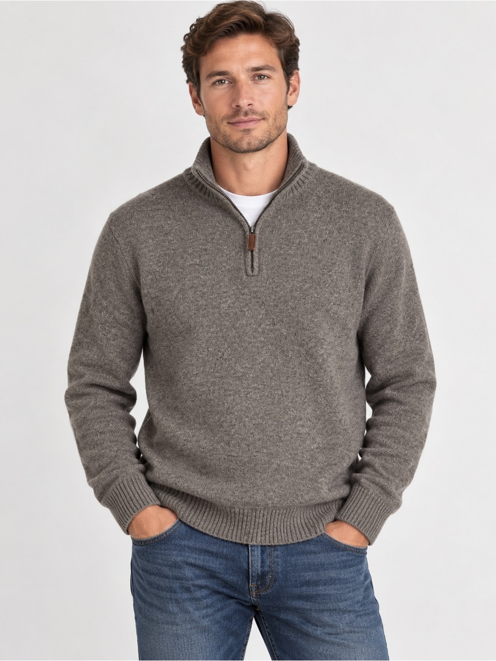 J.Crew Mercantile Men’s Lambswool Quarter Zip Sweater Medium Charcoal 21x26